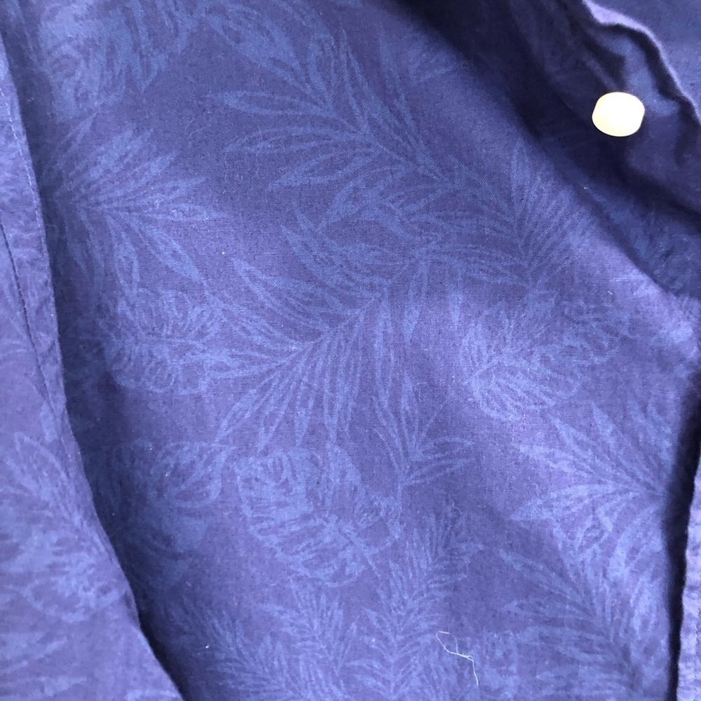 THOMAS DEAN long sleeve shirt button front purple/blue leaf print - Picture 6 of 11